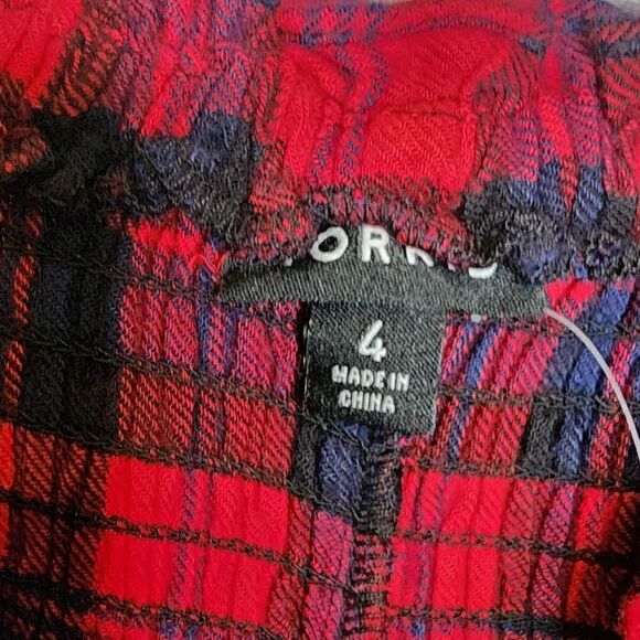 4X 26W Torrid Red Navy Plaid Babydoll Top Smocked Elastic Stretch Brushed Acryli - Picture 4 of 8